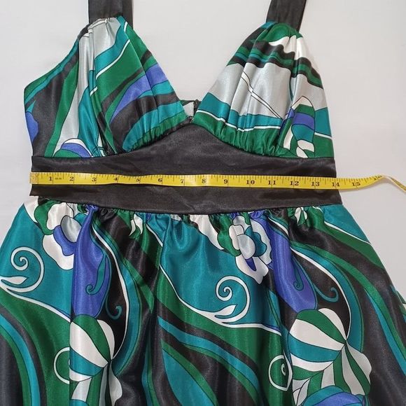 Speechless Junior Sz 7 Sundress Party Dress-Purple Blue/Green Floral/Blk Tulle - Picture 11 of 15